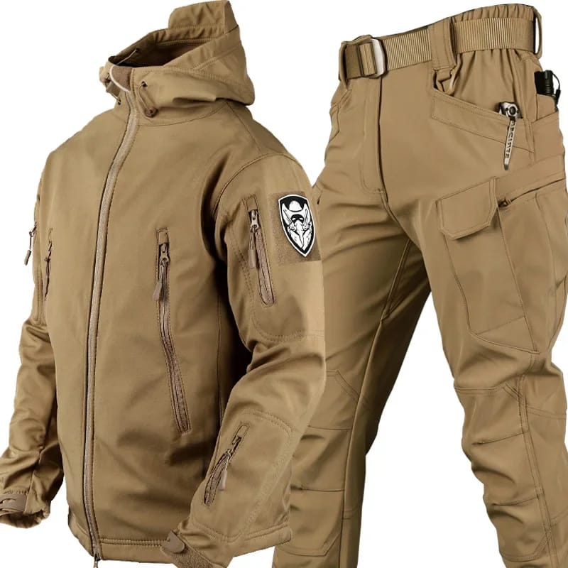 Conjunto Soft Shell Piel de Tiburón para Invierno. Térmico, Impermeable y Transpirable. Ideal Montañismo, Táctico y Entrenamiento.